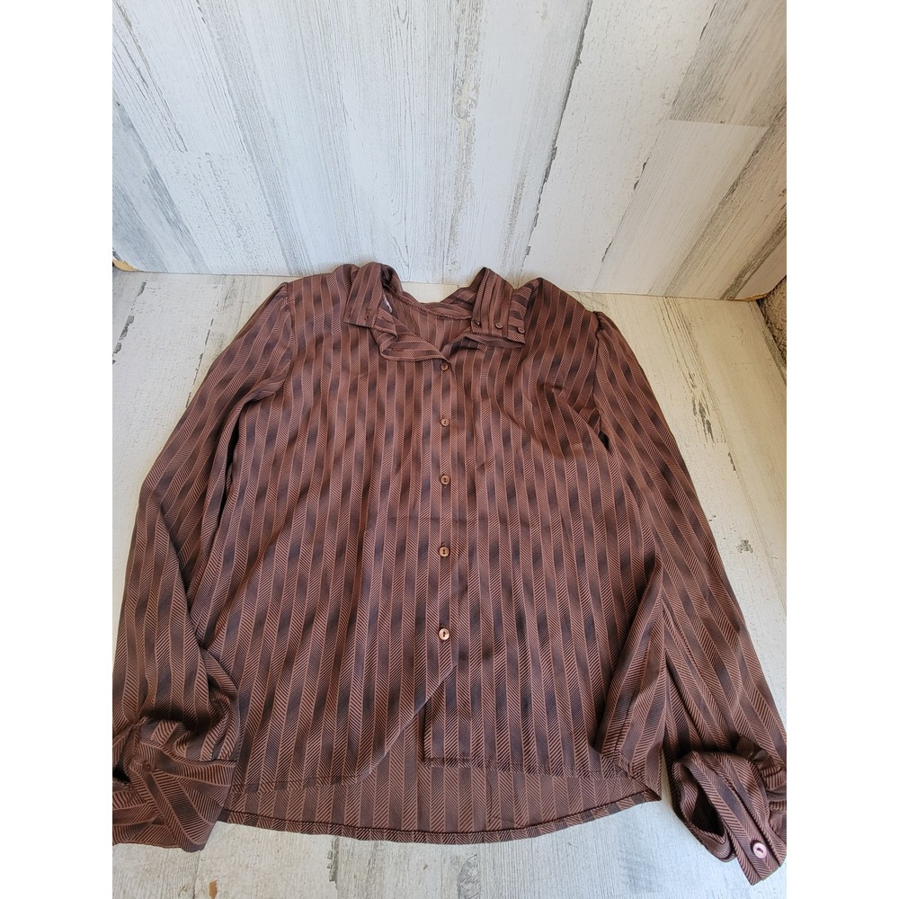 Jonathan Martin brown striped vintage button up top women's accessories shirt